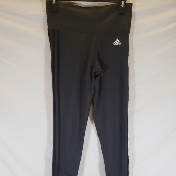 Womens Adidas Black 3 Striped Leggings Size Small S Black/Gray - Picture 1 of 6